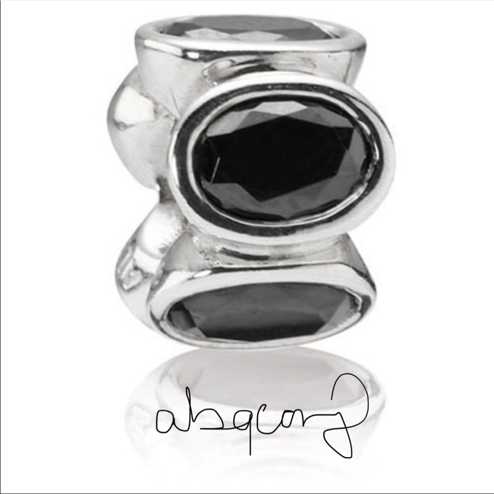 Pandora 790311CZK Sterling Silver w/ Black Zirconia Oval Lights Bead EUC